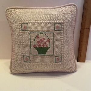 Floral Needlepoint Throw Pillow